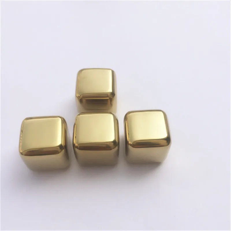 Логотип на заказ 5 шт./лот Золотые камни для виски из нержавеющей стали кубики