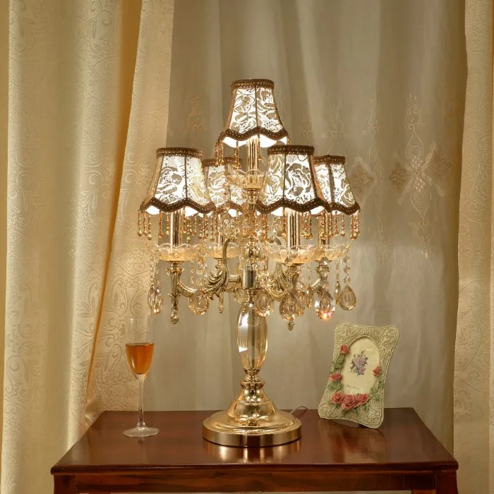 Gold T-stage led Table Light Crystal candle holder student desk Lamp Office Led Bedroom Large European Candlestick wedding lamp | Освещение