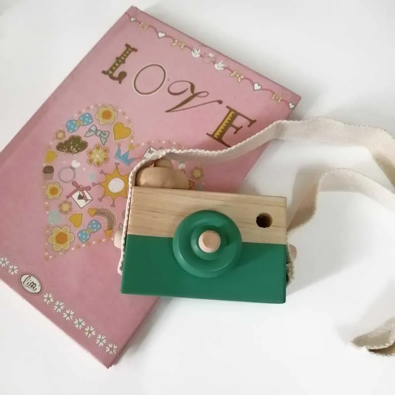 green Милые деревянные игрушки в скандинавском стиле, камера для детей, подвесная камера для фотосессии, украшение, детские игрушки Монтессори, детские подарки на день рождения, Рождество - Цвет: green