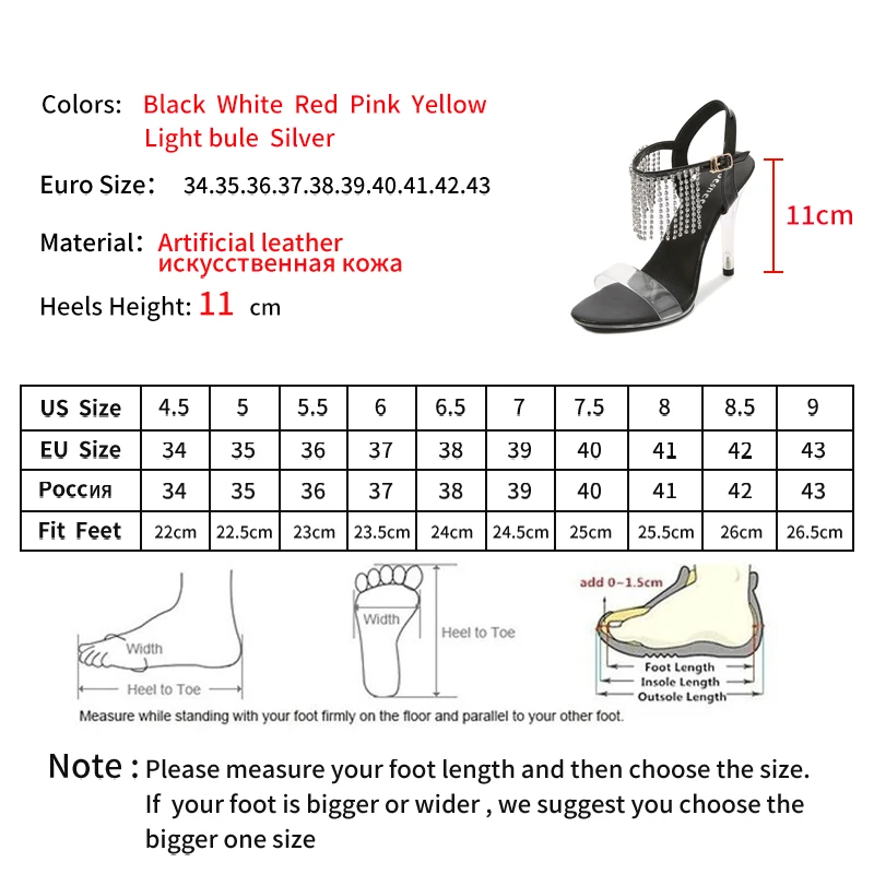 

Mclubgirl Ladies Sandals PVC Peep Toe Word Buckle High Heels Rhinestone High Heels Women's Crystal Thin Heels Party Shoes LFD