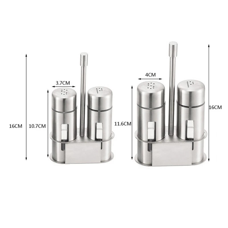 

Seasoning Bottle Stainless Steel Salt Pepper Shaker Set Spice with Holder Box Barbecue Oil Tin Home Kitchen Storage S6S11L77