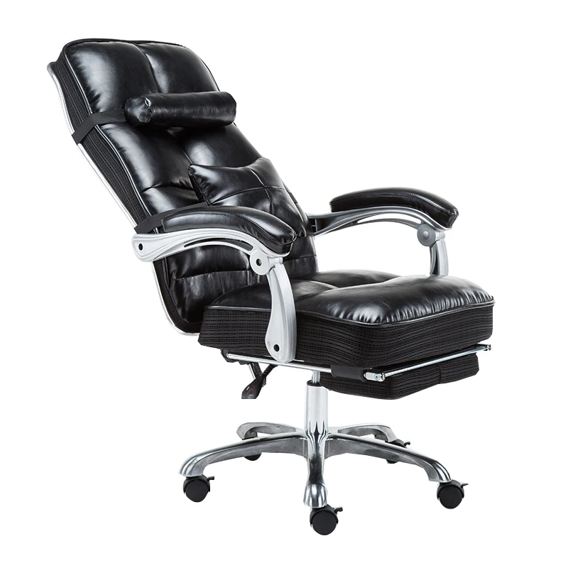 

Home boss reclining real leather swivel chair simple lifting office game chair