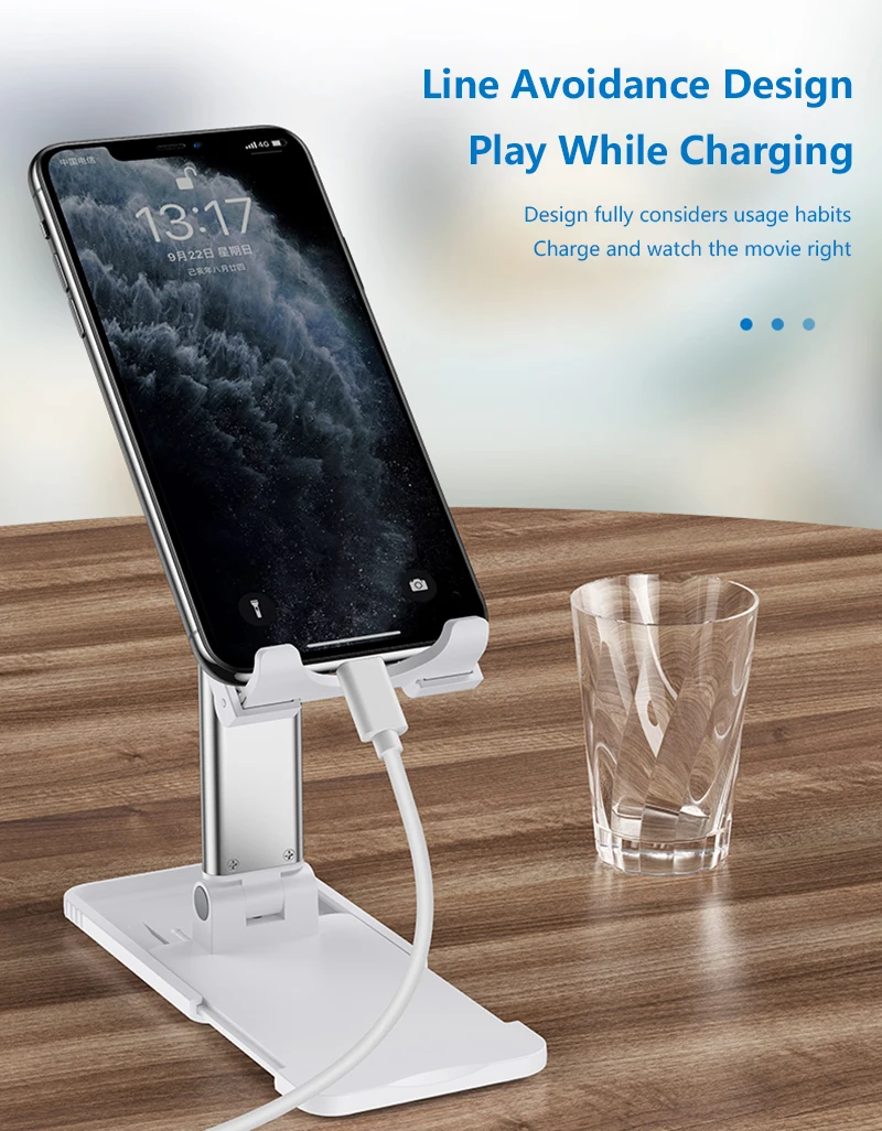 

Folding Telescopic Mobile Phone Stand Flat Charging Base Metal Double Adjustable Online Course Live Desktop Stand