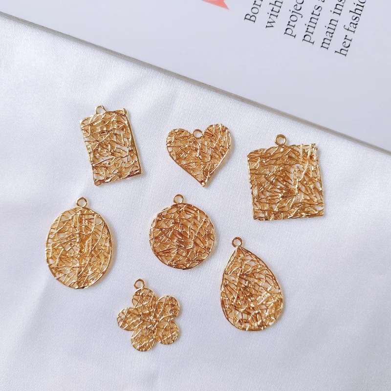 

Real Gold Plated Eardrop Accessories Metal Pendant Earring Components Necklace Charms Diy Making Material Jewelry Finding 4pcs