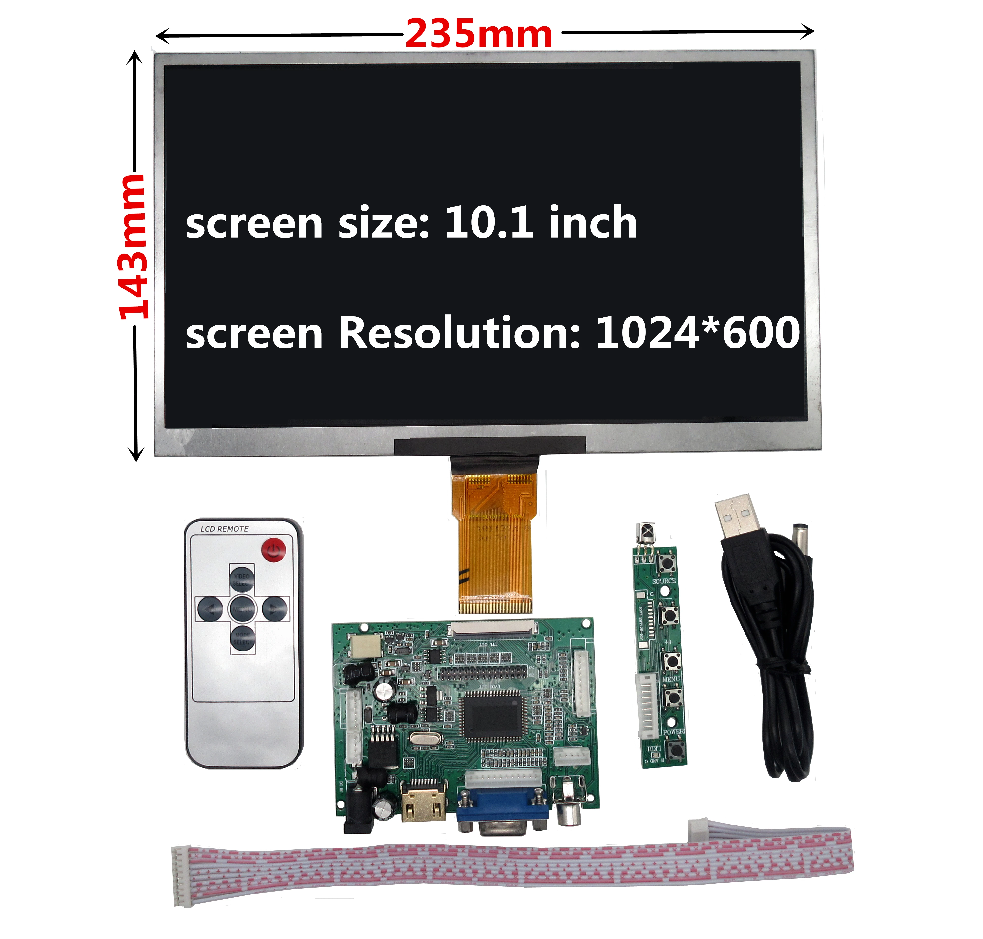 10 1 дюймов ЖК дисплей Экран Дисплей MonitorRemote драйвер Управление доска 2AV HDMI VGA для