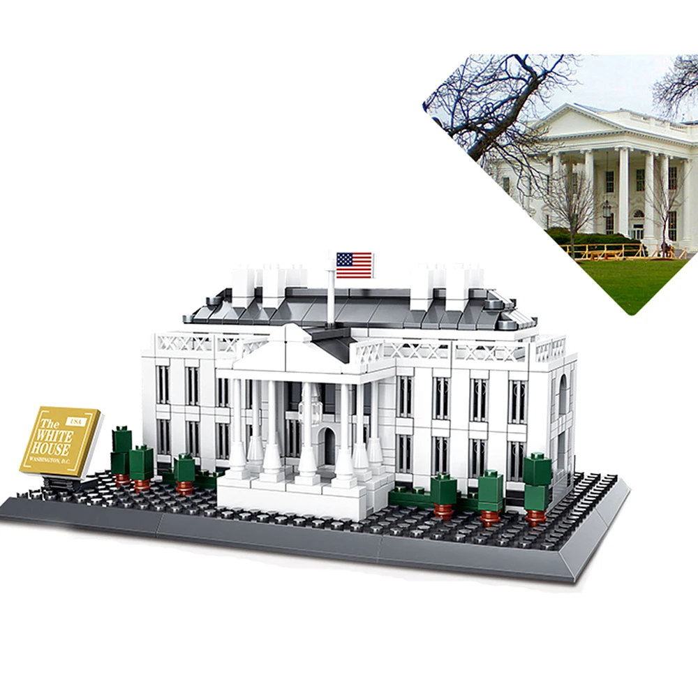 

Architecture Series United States White House Building Blocks Bricks Classic City Skyline Model Kids Toys Building Kits Gifts