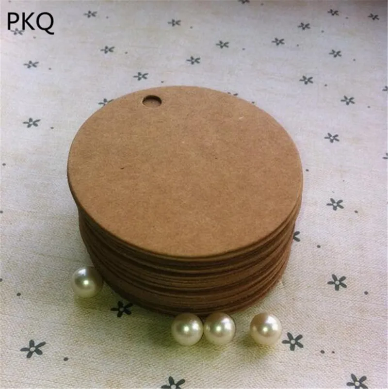 

50pcs Diameter 5cm Round Kraft Paper Tag Garment Labels Kraft Paper Card Wedding Favor Gift Tag DIY Tag Party Favor