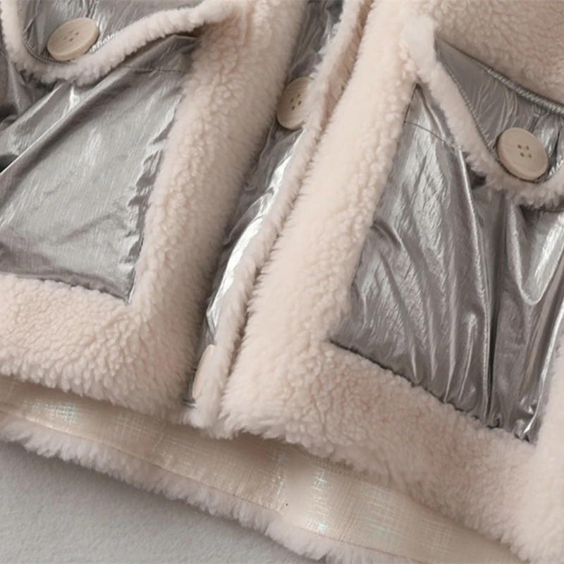 Новинка 2019 года Зимний пуховик из стриженной овечей шерсти в Корейском стиле