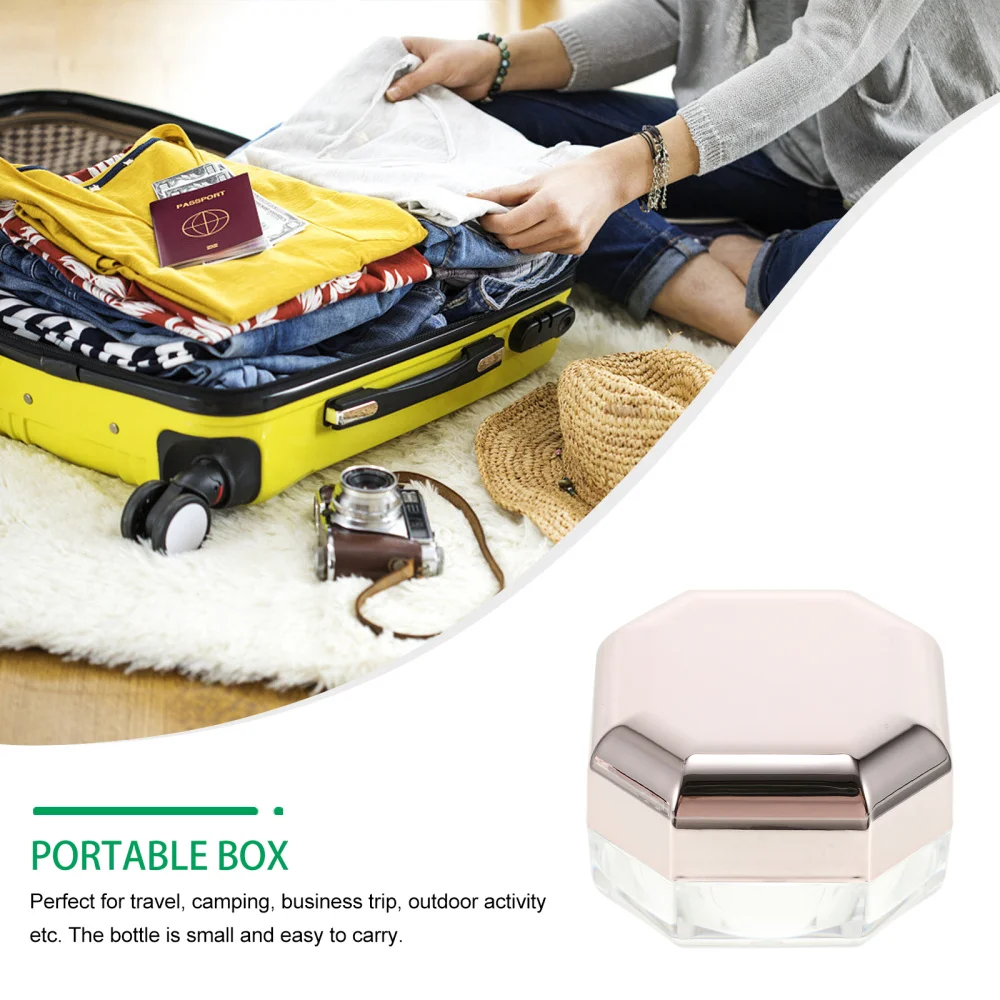 

4pcs Octagonal Portable Loose Powder Containers Makeup Powder Boxes (Rose Gold)