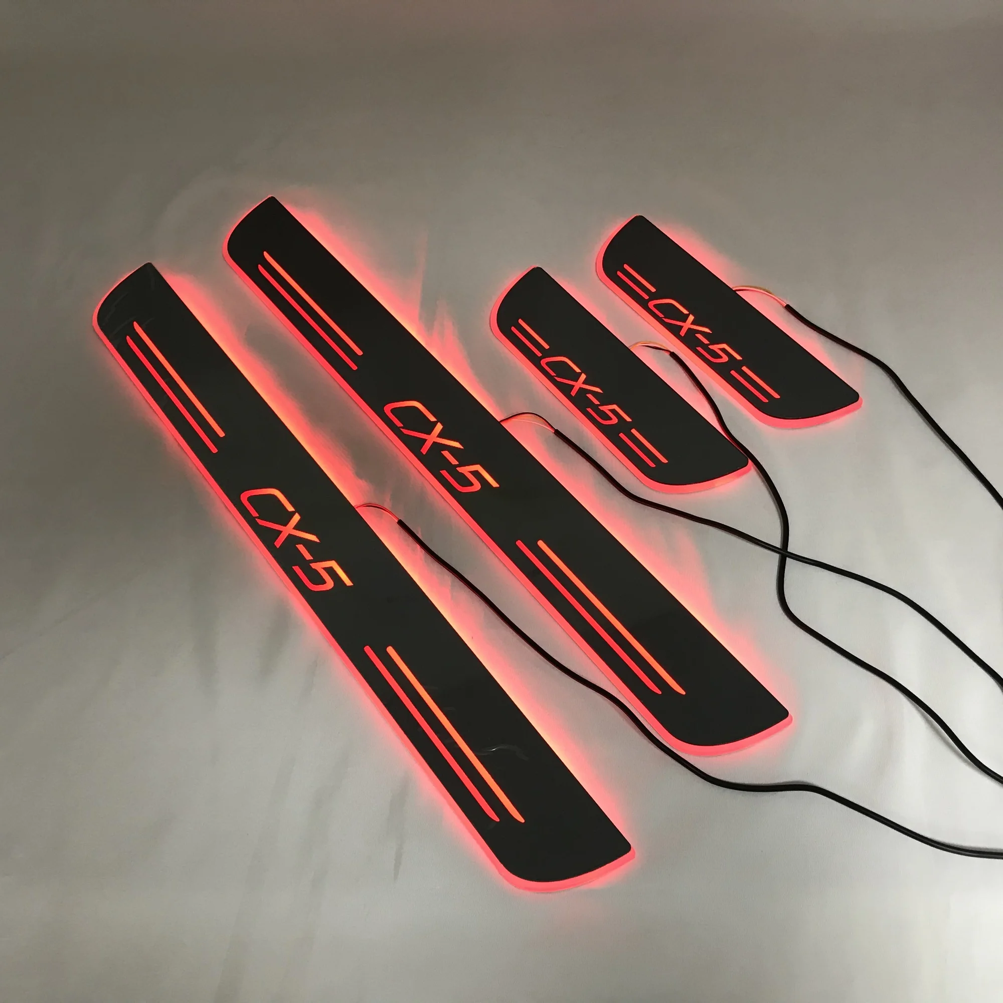

Osmrk led moving door scuff for Mazda cx-5 dynamic door sill plate flat lining overlay flowing/fixed light, 4pcs