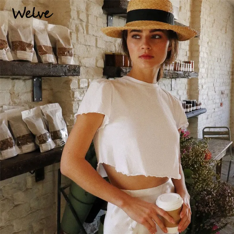 2019 футболка с короткими рукавами простая белый костюм платье сплошной цвет