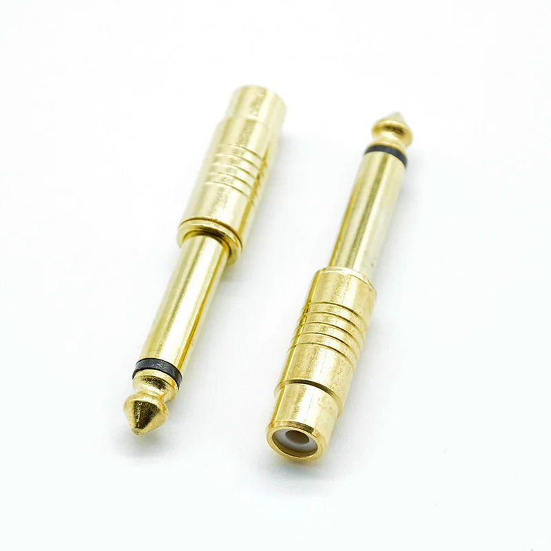 10 шт. Позолоченные 6 5 мм стерео разъем преобразователь RCA гнездо адаптеры 35 для