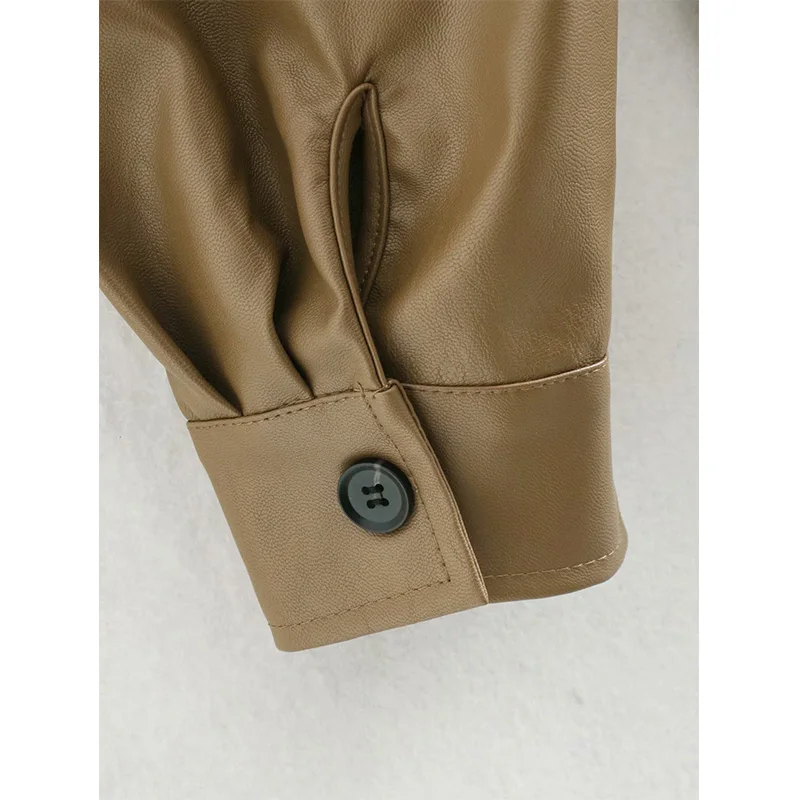 

2020 New Women Jackets PU Solid Sashes Pocket Turn-Down Collar Long Sleeves Shirt Style Coat Female Fashion Casual Women Clothes