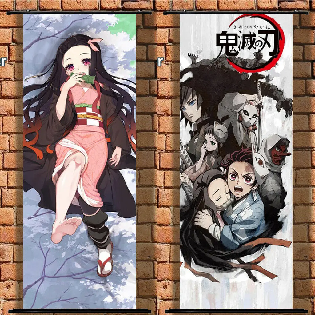 Тканевый плакат настенный свиток убийца демона Kimetsu No Yaiba Kamado Tanjirou 105x40cm|Рисование