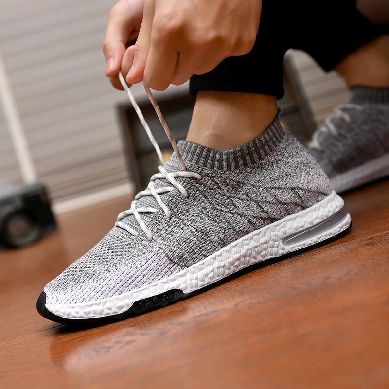 

Large Size Summer Air Cushion Socks Sneakers Men's Sports Shoes Men Running Shoes Blue Orange Knit Sport Shoes Men Brands X123