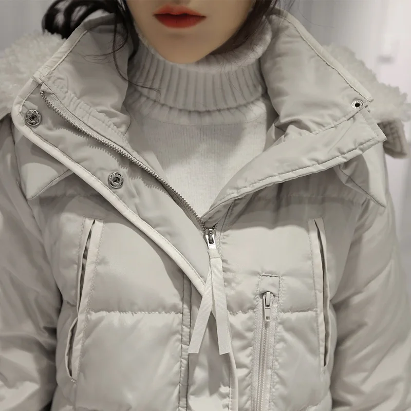 Женская зимняя куртка с капюшоном средней длины|Женские парки| |