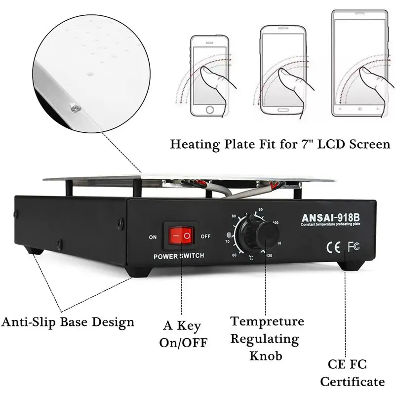 Hot 3C-Eu Plug Lcd Screen Separator Heating Platform 220V Eu Plate Glass Removal Phone Repair Machine Auto Heat Smooth | Мобильные