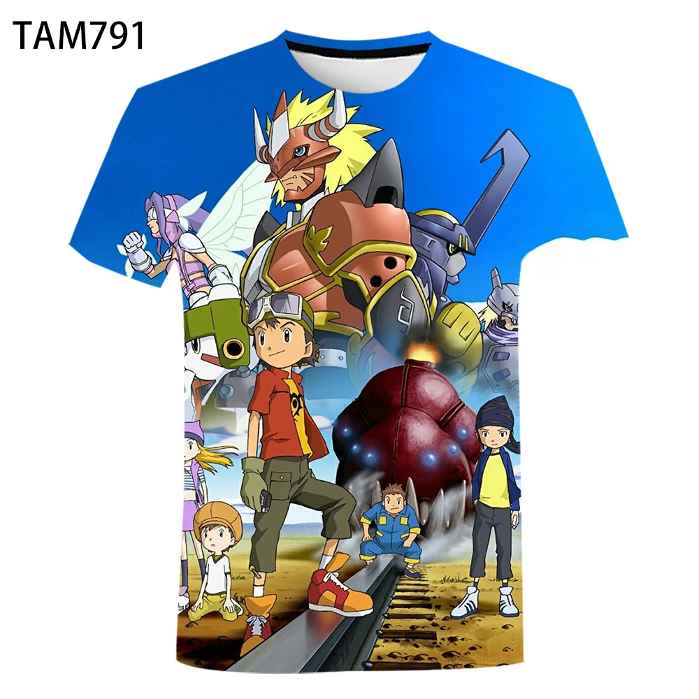 Новинка футболка Digimon с 3D принтом Мужская модная японской анимацией коротким
