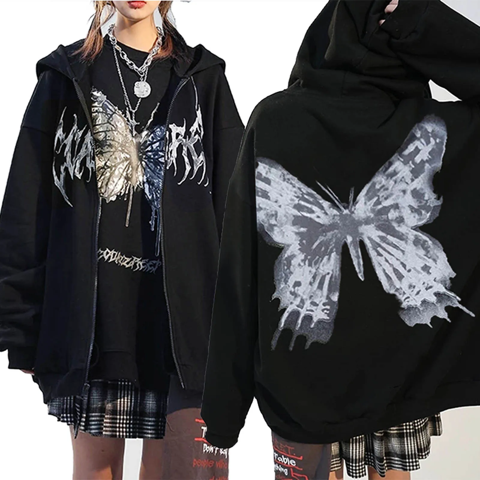 

Fashion European And American New Hoodie Harajuku Sweater Women Loose Street Sports Zipper Cardigan y2k Cardigan Coat 2021 New