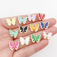 20pcs mixed butterfly enamel charms earrings pendant accessories for diy bracelet necklace jewelry making findings wholesale