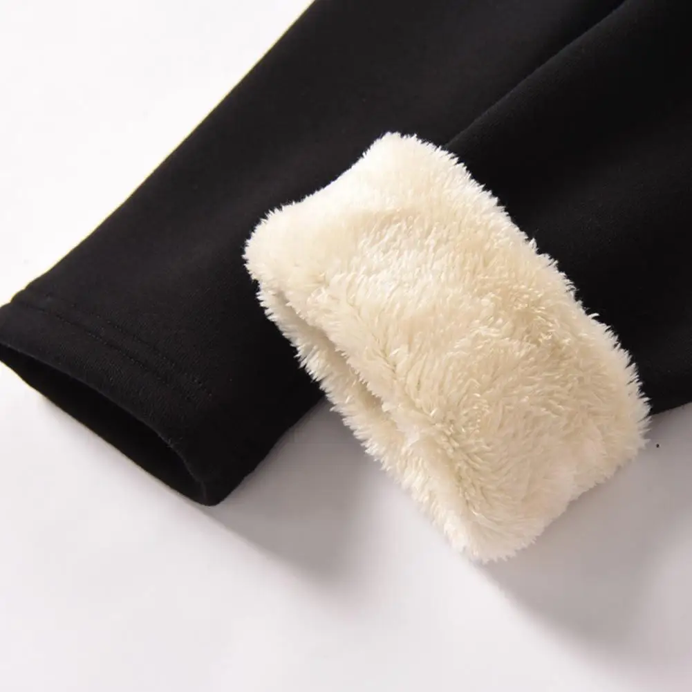 Шерстяные флисовые брюки зимние колготки толстые бархатные черные теплые