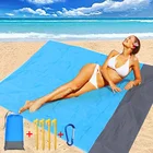 Большое пляжное полотенце, коврик для пляжа без песка, одеяло для пляжа с защитой от песка, карманный коврик для пикника с 4 якорями, защищающий от ветра, коврик с защитой от песка 200x210 см