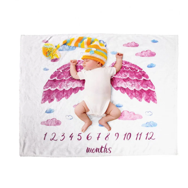 Ежемесячное детское одеяло для новорожденных мягкое фотосъемки с крыльями