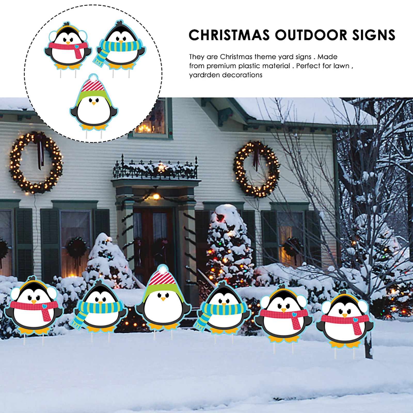 

Рождественские украшения, 10 шт. водонепроницаемых знаков в виде пингвина, двора, со стойкой для сада, дома, патио, двора, украшения