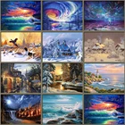 5d алмазная живопись сделай сам, звездное небо, Снежная сцена, полностью Алмазная ручная работа, круглая вышивка стразы, узор, украшение для дома, подарок