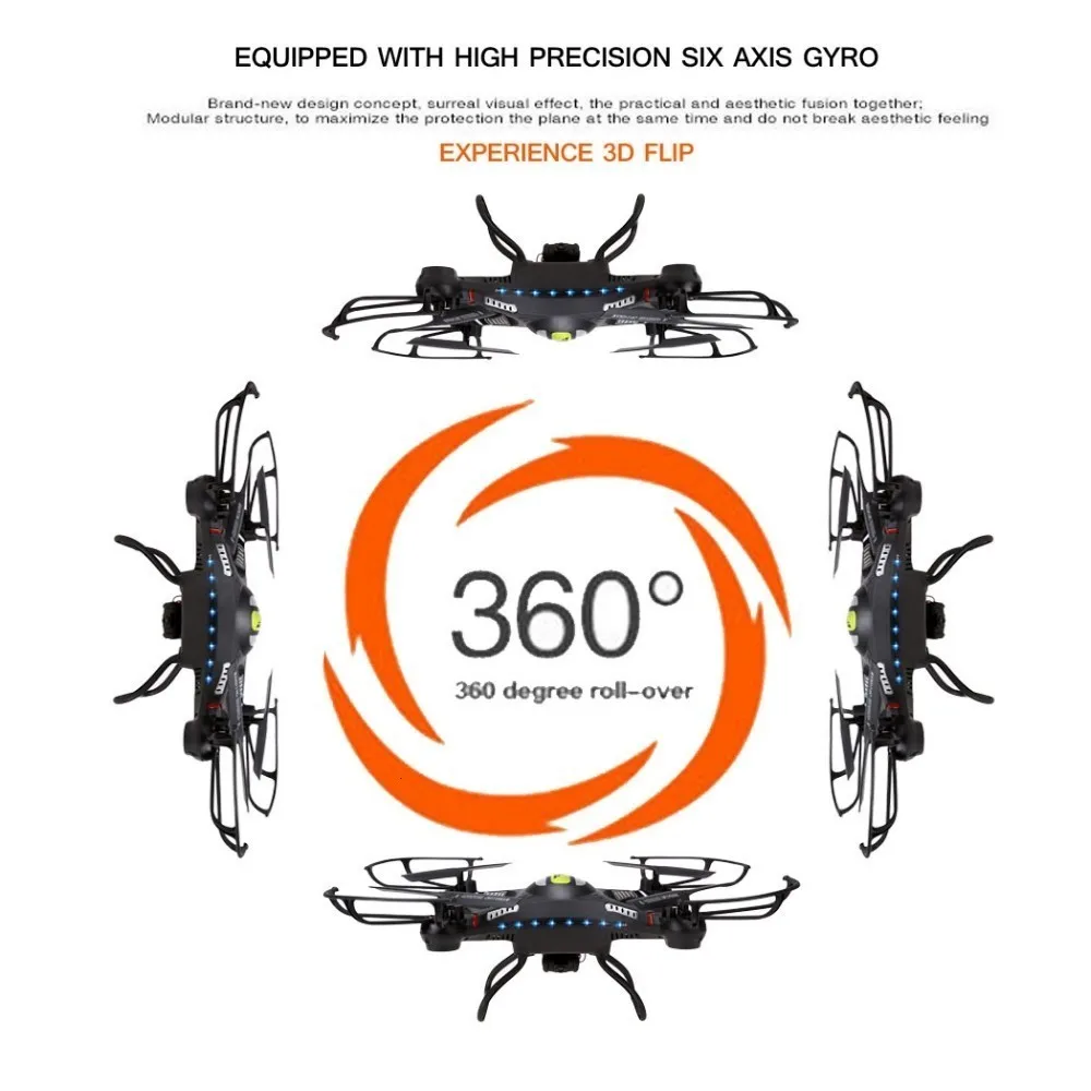JJRC H8C аэрофотосъемка пульт дистанционного управления Вертолет 2MP HD камера 6 осевой гироскоп 360 градусов Поворотный Светодиодный светильник Дрон ZLRC