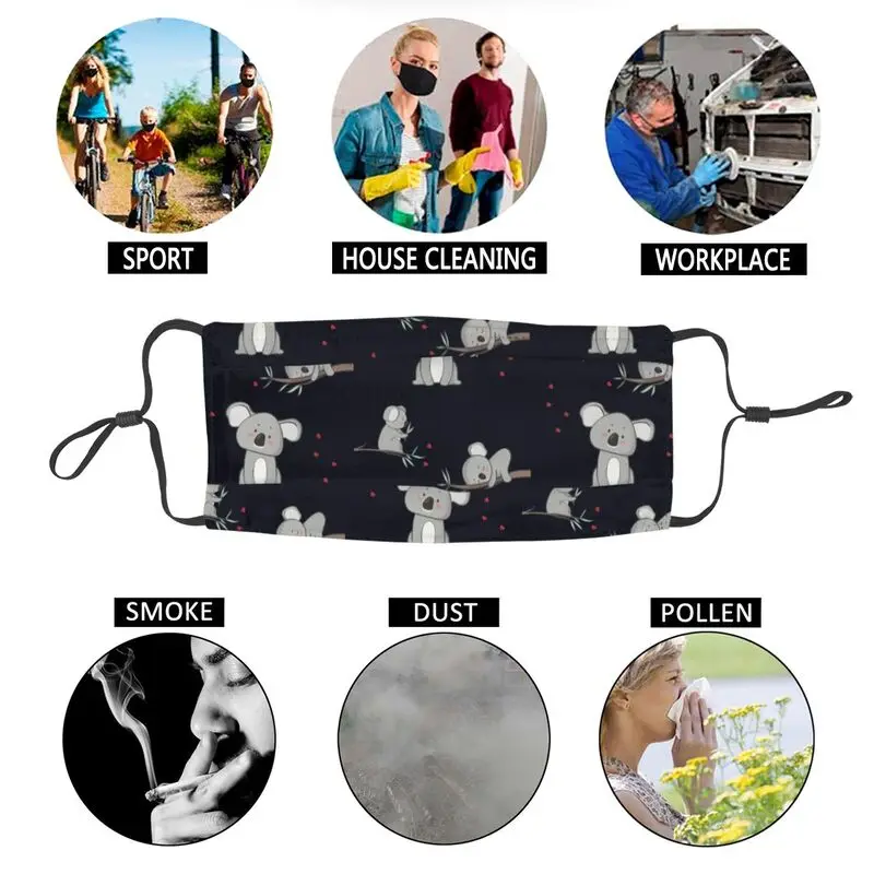 

Koalas In Love Washable Unisex Adult Mouth Face Mask Baby Koala Bear Dustproof Protection Cover Respirator Mouth-Muffle