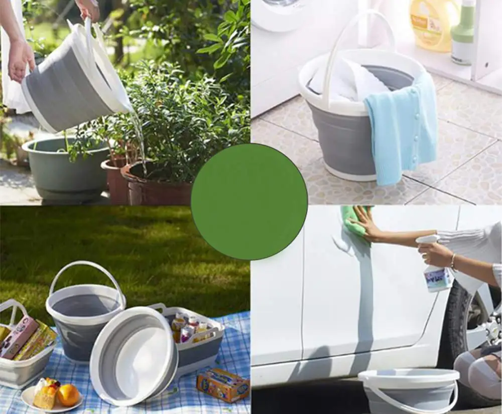 

Folding Water Bucket Upgrade with Reinforce Ring Camping Kitchen Fishing Barrels Collapsible Colapible Foldable Bath Car Wash
