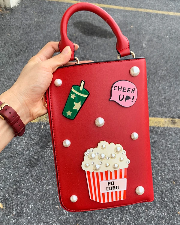 Popcorn red Стиль, сексуальная женская мода, узор, серьги, украшенные, женские сумки, женская сумка через плечо, сумка-мессенджер, повседневная сумка - Цвет: Popcorn red