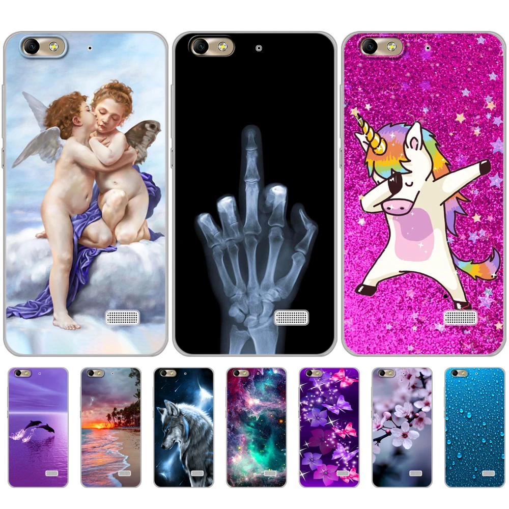 cover phone case for huawei honor 4C soft tpu silicon transparent back cover 360 full protective printing clear coque