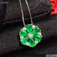 kjjeaxcmy fine jewelry 925 sterling silver inlaid natural emerald noble girl new pendant necklace support test