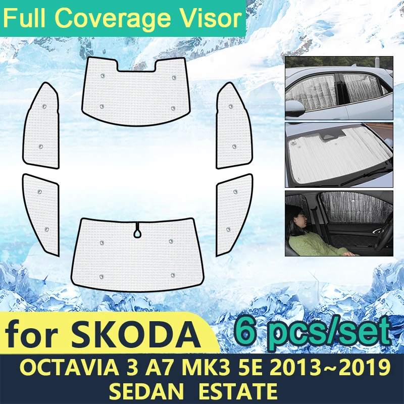 

Full Cover Sunshades For Skoda Octavia 3 A7 MK3 5E 2013~2019 Estate Sedan Car Sun Protection Windshields Side Visor Accessories