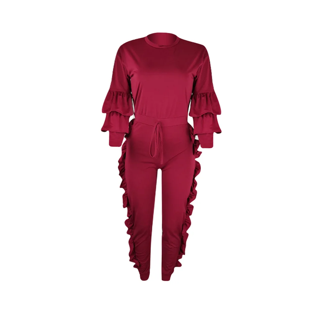 

2019 New Stringy Selvedge Jumpsuits Autumn Winter Full Sleeve Women Casual Overalls Black Club One Piece Outfits Streetwear