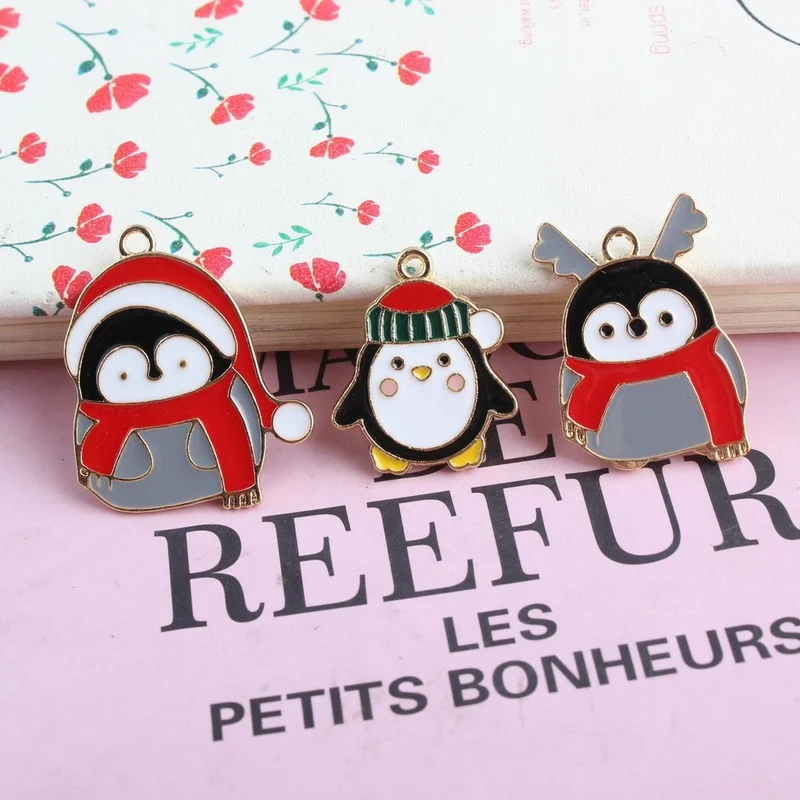 

10pcs/Lot Cute Penguin Shape Enamel Charms KC Gold Color Drip Oil Alloy Bracelet Earring Pendant Jewelry Accessories