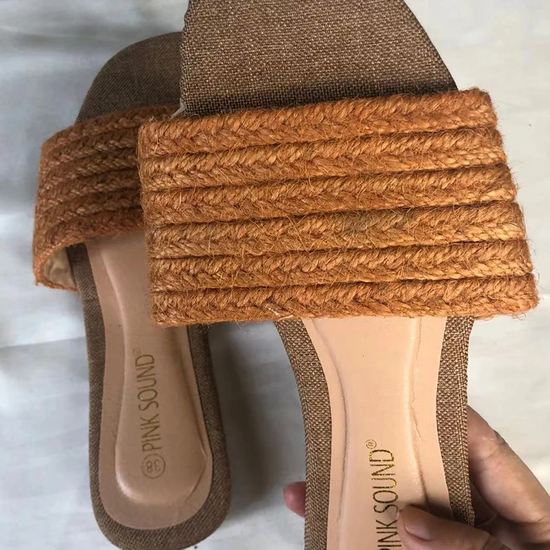 

Women Slippers Flop Flip Shoes Flat With Hemp Sandals Woman Slides Female Shoes Fashion Sandals For Lady Summer Slippers