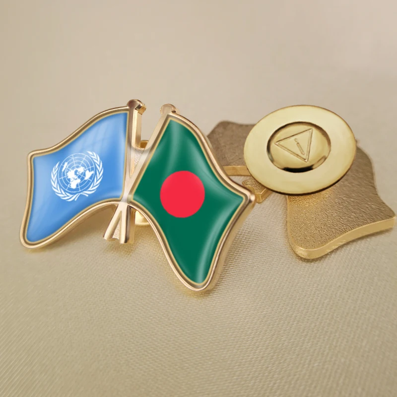 Организация Объединённых Наций и Бангладеш скрещенный двойной флаг дружбы