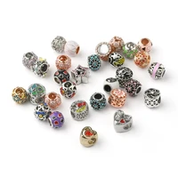 100pcs mixed shape metal european beads rhinestone enamel large hole beads for jewelry making diy necklace bracelet accessories