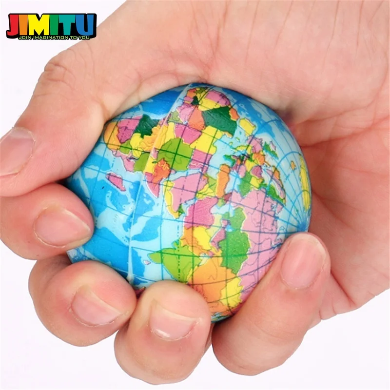 Забавный шар jimiu 63 мм для снятия стресса, карта мира, пенопластовый шар, атлас, глобус, ладонь, сжимающий шар, планета Земля, забавный антистрессовый мяч