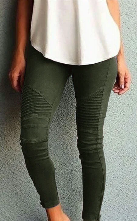 

Ladies Fashion Casual Slim Elastic Skinny Pants Khaki Grey Green Black Pencil Pants