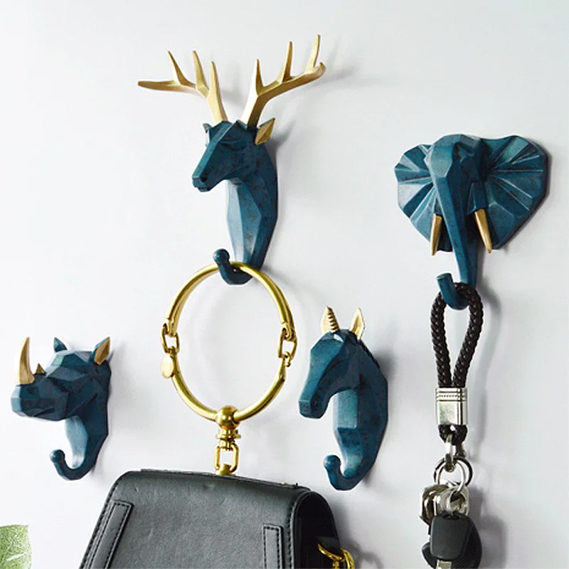 

Hanger Keys Creative American Hanging Hook Holder Wall Home Strong Seamless Sticking Hook Decorative Hook Creative Animal Hooks
