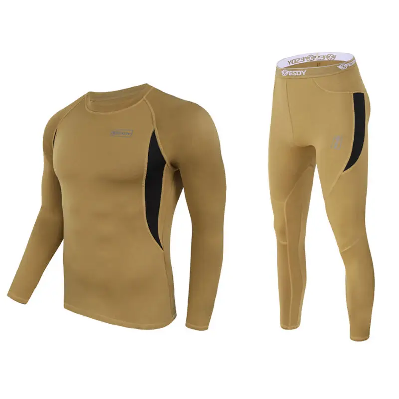 Outdoor sports thermal underwear tactical suit stretch fitness suit Fleece Jacket Fleece Pants