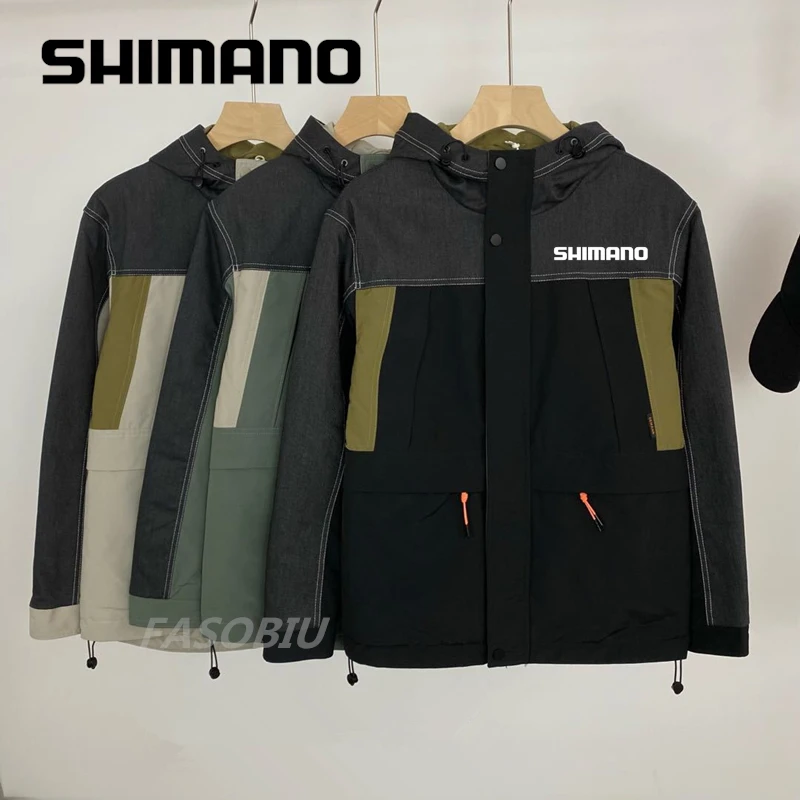 

Мужская осенне-зимняя одежда для рыбалки SHIMANO, Толстая теплая хлопковая куртка забавного цвета, ветрозащитные рыболовные куртки, спортивны...