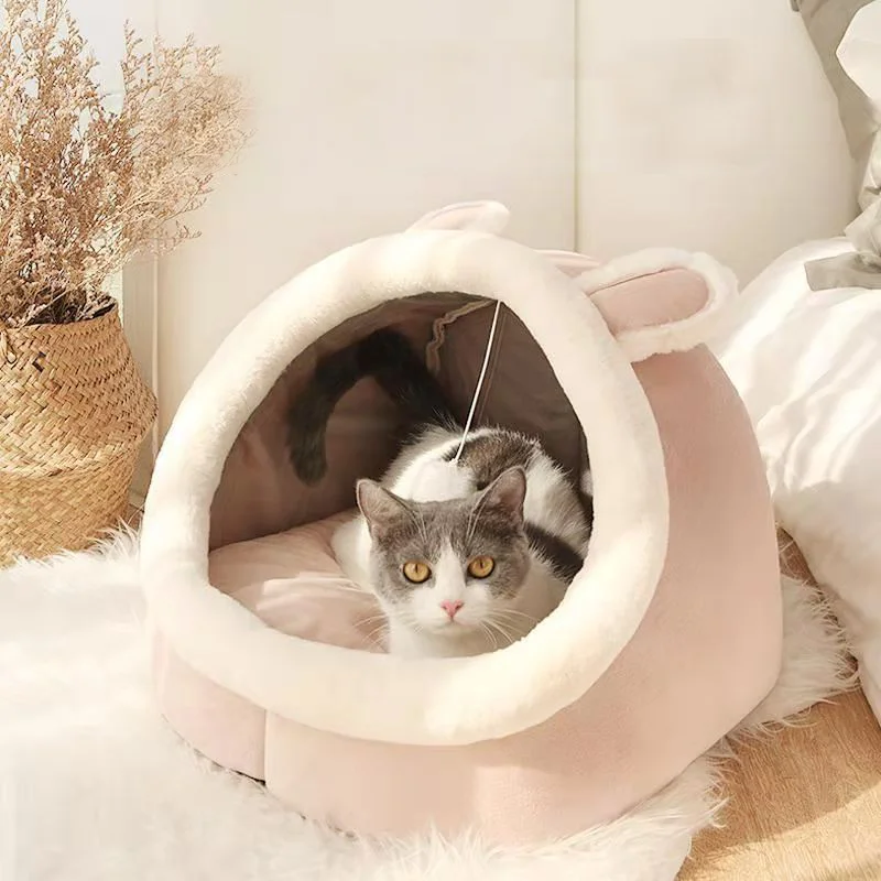 Caseta c&aacute;lida para mascotas, coj&iacute;n para gatitos, casa suave para perros peque&ntilde;os, cueva bolsa para extra&iacute;ble y lavable, cuatro estaciones-2