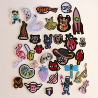 12 pcs various cute little patterns icon lron on patches for clothing diy stripes clothes patchwork stickers custom badges