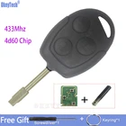 OkeyTech дистанционный Автомобильный ключ 4D60 4D63 433 МГц для Ford Mondeo Focus Transit 3 кнопки полный ключ FO21 с необработанным лезвием