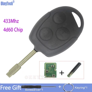 OkeyTech дистанционный Автомобильный ключ 4D60 4D63 433 МГц для Ford Mondeo Focus Transit 3 кнопки полный ключ FO21 с необработанным лезвием